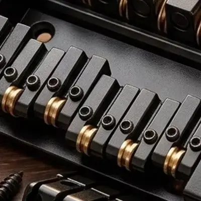 Achieve Great with 6 String Roller Saddle Tremolo for bridge Tailpiece for Headless For Electric Guitar in Metal Black