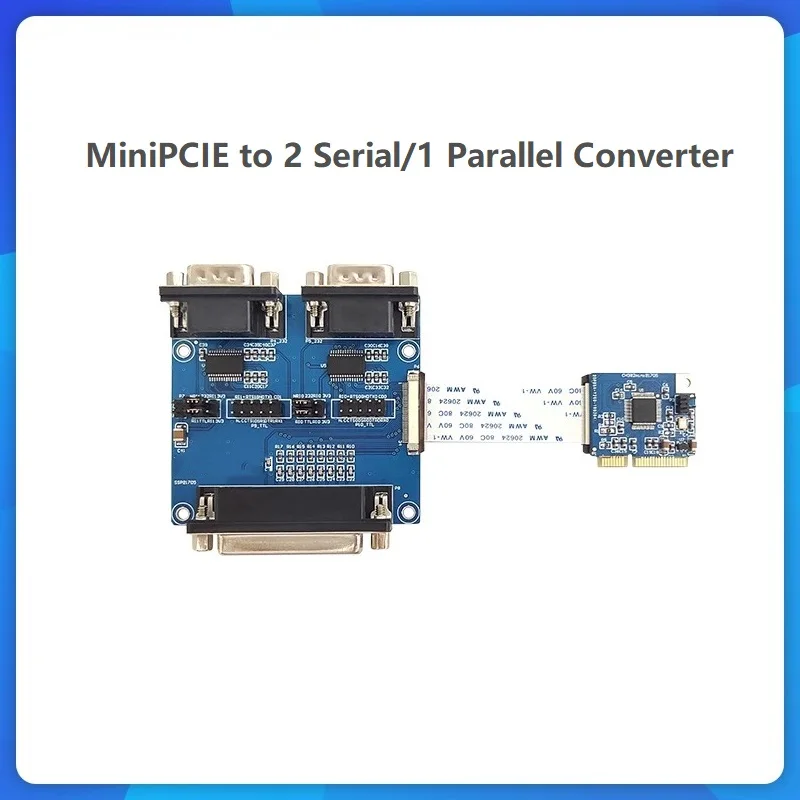 Mini PCIe Conversion Board 2 DB9 TLL / RS232 Asynchronous Serial Ports / 1 DB25 Print Port PCIe Expansion Board CH382 Chip