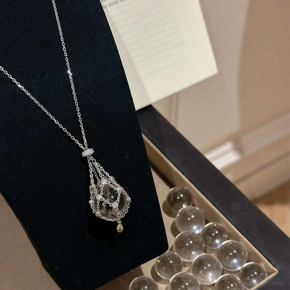 Gold- Plated Globe Pendant Necklace, Filigree & Cz Drop Necklace, Elegant Boho Jewelry Cross- Border