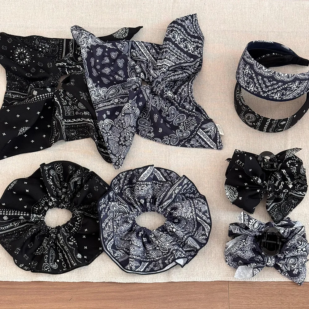 

Navy blue retro flower lace hair rope square new set accessories for girls women korean fascinators elegant hoop vintage makeup