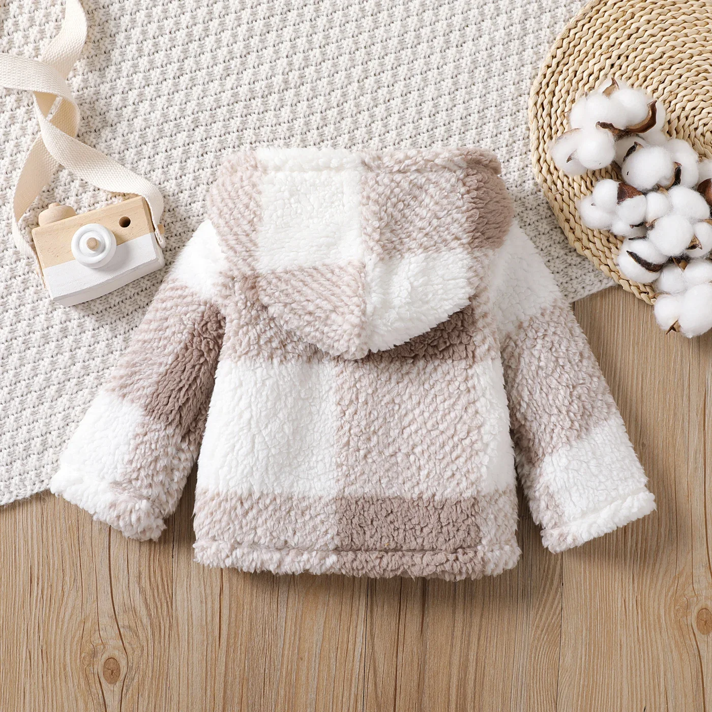 PatPat Baby Boy Hooded Casual Grid/Houndstooth Pattern Jacket Casual/Outdoor Suitable for Winter Season Comfortable