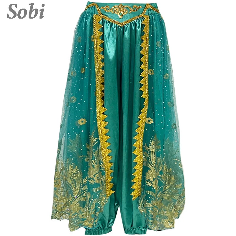 Bambini Bollywood pantaloni di danza del ventre Costume Cosplay di Halloween per bambini Jasmine Princess Fancy Pant Festival abbigliamento di danza del ventre