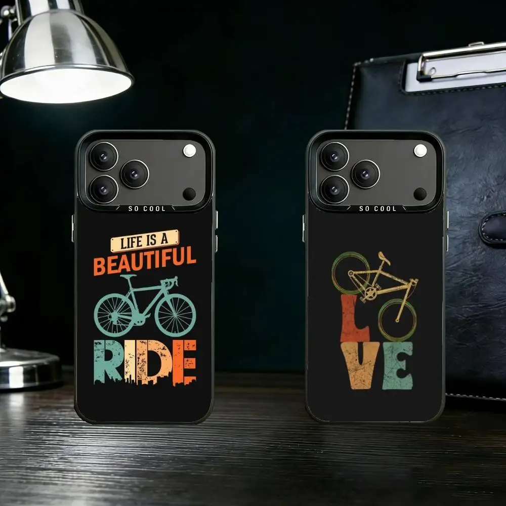 

Road Bike Cyclist Cycling Phone Case For iPhone 17 16 15 14 13 12 11 Pro Max Plus Silver Matte Black Cover