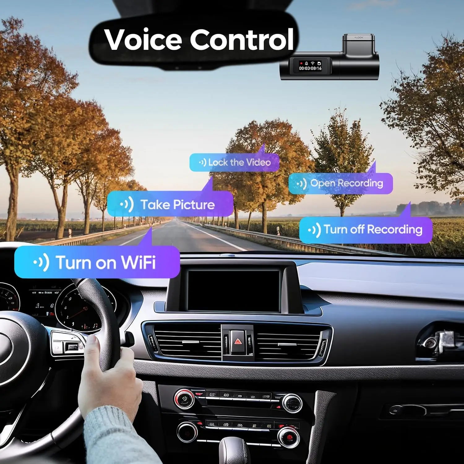 Câmera de carro D500 4K com WiFi/GPS, 150 °   Grande angular, visão noturna, modo de estacionamento