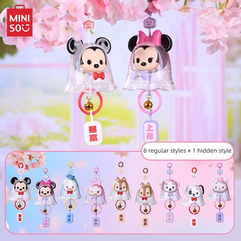 MINISO Disney Wish A Sunny Doll Wind Chime Pendant Blind Box Anime Mickey Mouse Decorative Model Children's Toy Christmas Gift