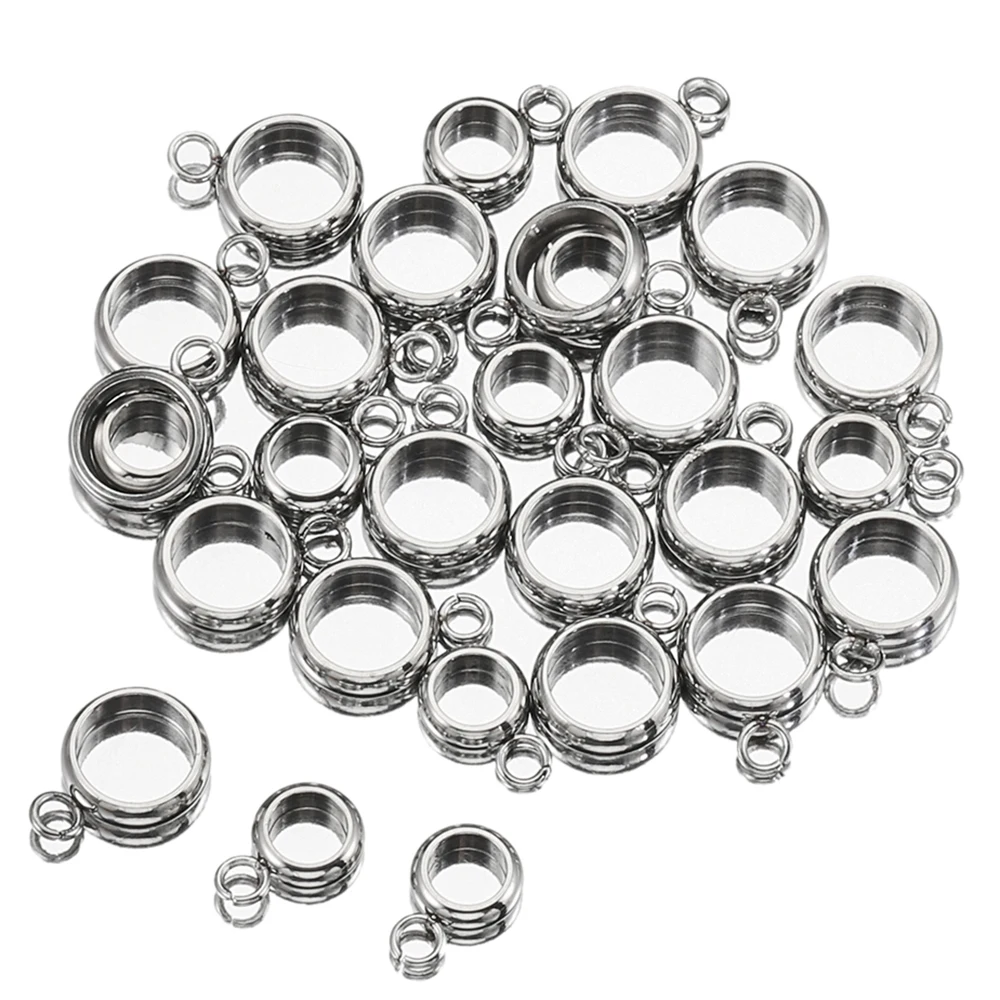 

10pcs Stainless Steel Big Hole Bail Bead with Ring Pendant Charms Clasp for DIY Jewelry Making Bracelet Accessories Supplies