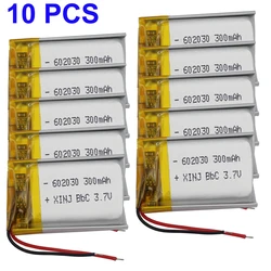 10Pcs 3.7V 300mAh Rechargeable Li Lipo Battery 602030 For GPS MP4 Car Camera Record Pen Driving Recorder LED Headset Game Player