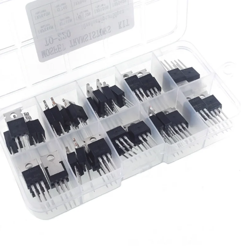 50PCS TO-220 Series MOSFET IRFZ44N IRF640N IRF540N IRF3205, 10 types, 5 of each.