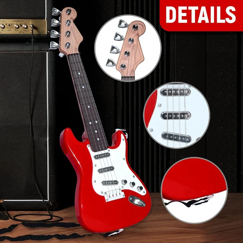 17In Guitar Toy For Kids,4 Strings Electric Guitar Musical Instruments For Children,Portable Electronic Instrument Toy Durable