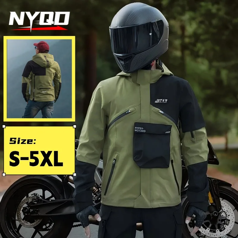 

Men Motorcycle Riding Jacket, Winter Waterproof Windproof Anti-fall 4 Seasons Daily Commute Locomotive Casual Outfit