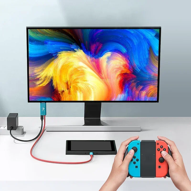 4K/1080P ประเภท C ถึงสาย HDMI 100W PD ชาร์จ-Plug & Play สําหรับ Nintendo SWITCH MacBook แล็ปท็อปแท็บเล็ตโทรศัพท์มือถือ