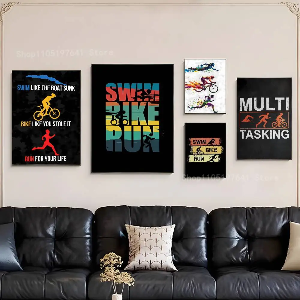 Triathlon Swim Bike Run Tri Life Poster Prints Wall Art Picture Painting Gift Living Room Restaurant Bar Large Dec Sticker