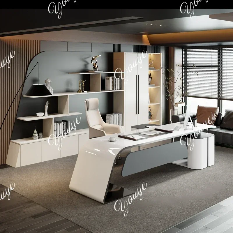 L-J Large Storage Office Desk Study Organizer Luxury Laptop Computer Office Desk Coffee Home Mesa Ordenador Modern Furniture