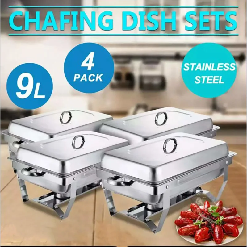 

9L Thickened Stainless Steel buffet Folding Buffet Stove Food Warmer Dinner Tray Electric Heating chafing dish