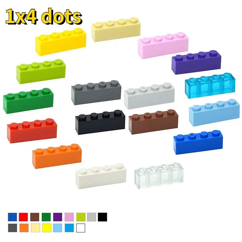 40PCS DIY 1x4 Dots Building Blocks Thick Figures Bricks Educational Creative Size 1*4 Dots Compatible With 3010 Toy for Children