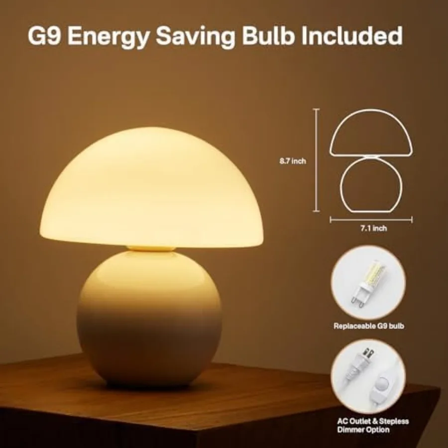 Mushroom Lamp Table Lamp for Bedroom, Desk Bedside Small Lamps for Living Room Night Stands, Mushroom Decor Cute Mini Modern Mi view 4