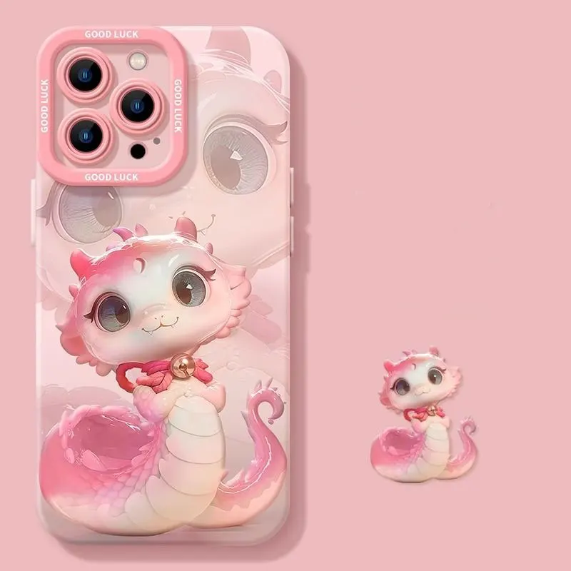 HOT 2025 Zodiac Year of the Snake Super Cartoon Snake For iPhone Case 16 15 14 13 12 11 Pro XR XS Max 7 8 Plus Phone Y2K Cover