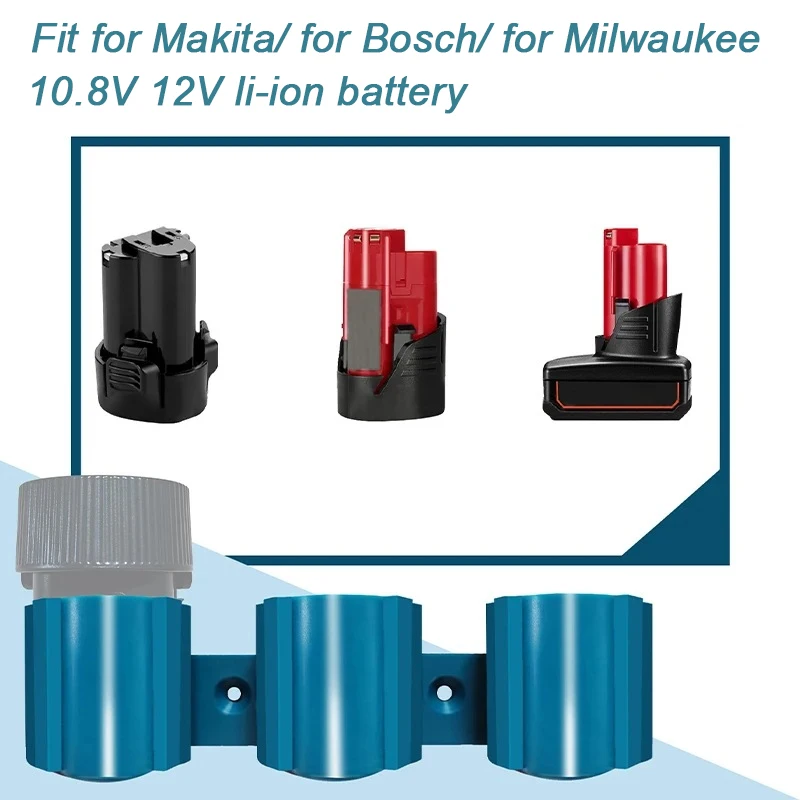 Battery Holder Tool Holder for Makita for Milwaukee for Bosch 10.8V 12V,Wall Mounted Battery Tool Storage Bracket Display Rack