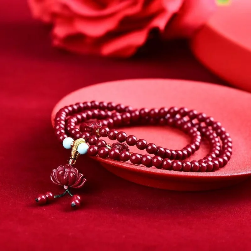 High-content natural mineral purple gold sand three-ring polished bead bracelet men and women