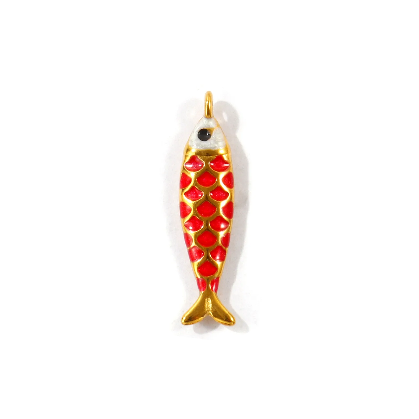 2 Stück Ozean-Schmuckanhänger Tropischer Fisch Delfin 18K vergoldet Emaille 304 Edelstahl Anhänger DIY Halskettenherstellung Großhandel – Detail 2