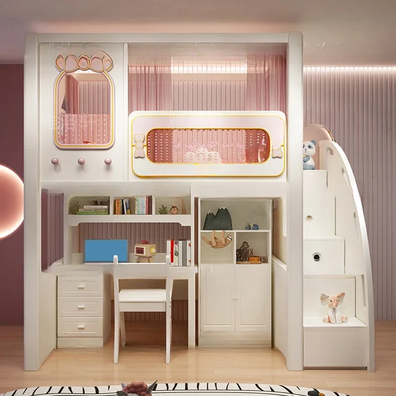 

Children's bed desk multifunctional combination tree house wardrobe integrated adult cloakroom bed small apartment