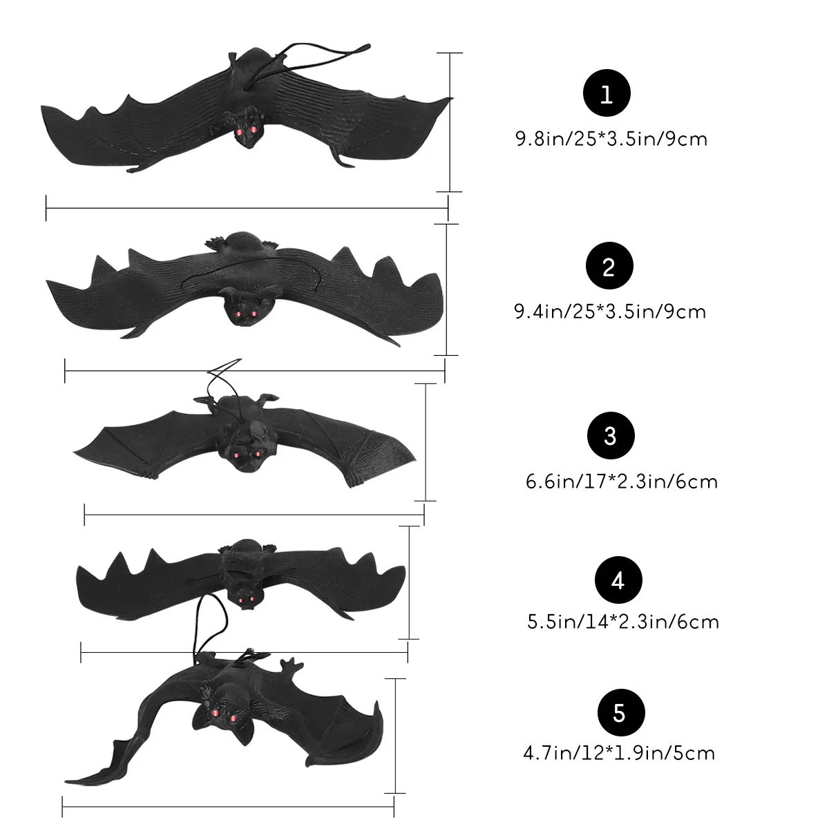 5pcs Bat Hanging Decorations For Halloween Parties Spooky Home Haunted House Outdoor Party Supplies Decor