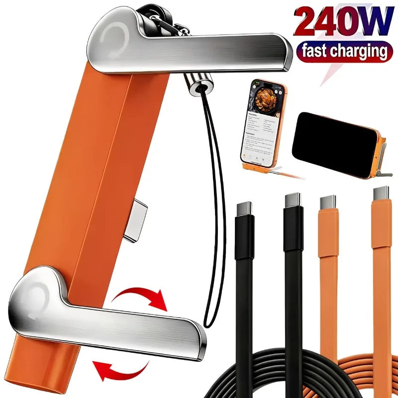 

Type C Phone Charging Bracket with Fast Charging Cable Adapter 240W Type-C Male To USB-C Female Converter with Foldable Holder