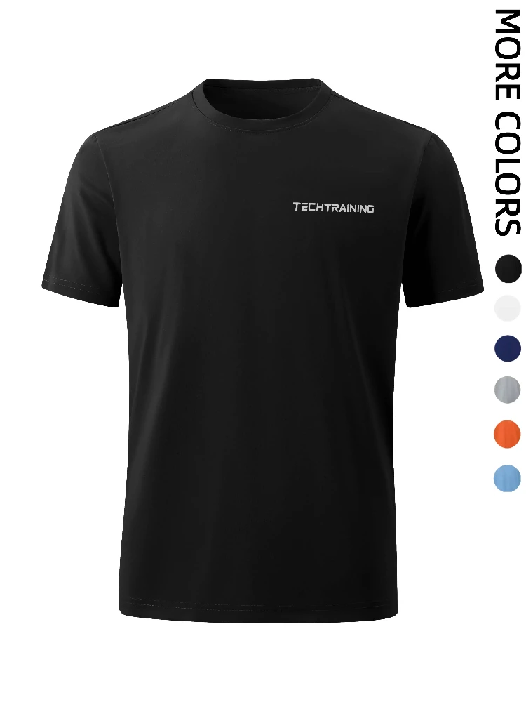 

Мужская футболка со светоотражающим принтом и круглым вырезом с короткими рукавами, летняя легкая эластичная повседневная футболка обычного кроя, дышащая ткань, быстросохнущие топы для мужской повседневной носки, отдых на свежем воздухе, многосценарная од