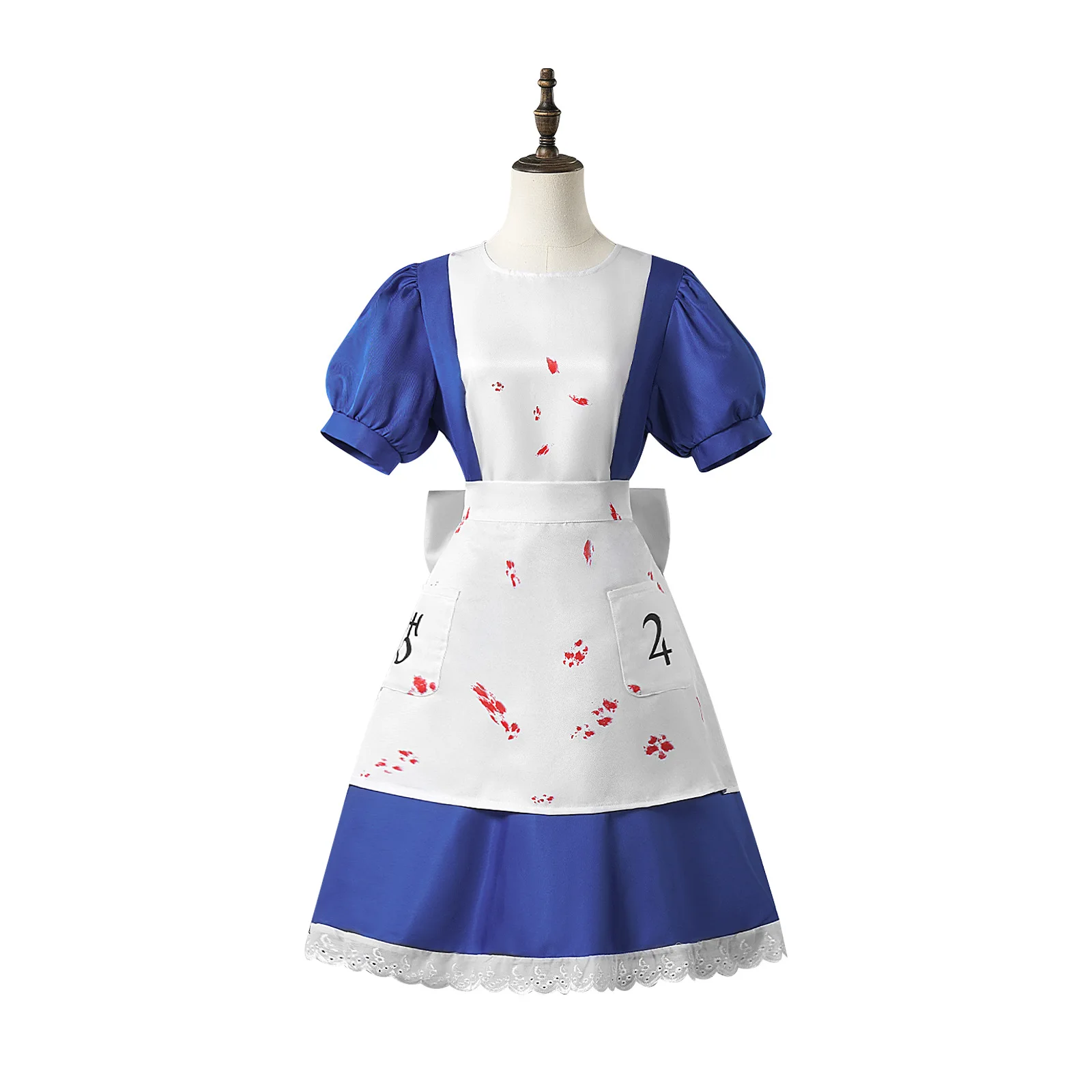 

Halloween Alice in Wonderland Cosplay Costume with Bloodstain Pattern Maid Outfit Women's Traditional Chinese Stage Costume