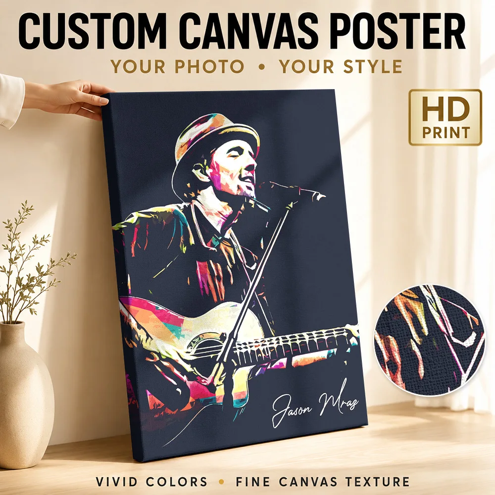 Jason Mraz Canvas Painting Poster Custom Modern Aesthetic Canvas Wall Art for Dining Room Decor Collectible Ready to Hang Gift