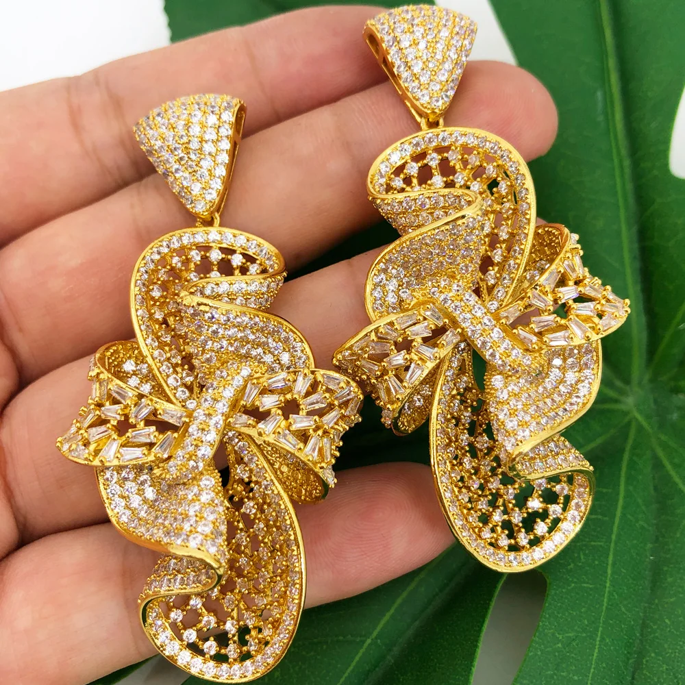 

Missvikki Original MAXI African Bowknots Earrings For Women Wedding Party Cubic Zircon Dubai Bridal Earrings Gift High Quality