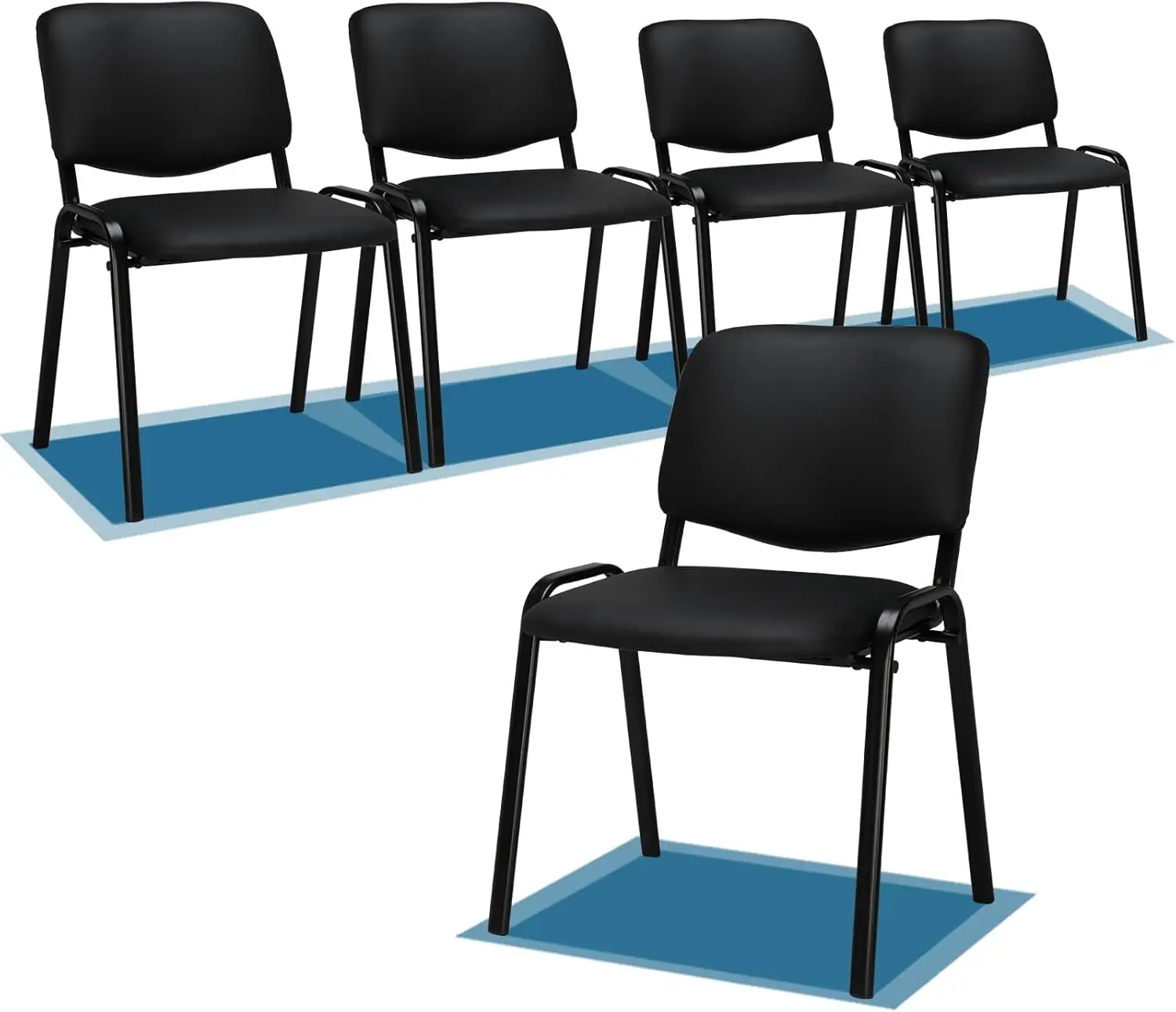 Waiting Room Chairs, 5-Pack PU Church Conference Room Stackable  Office Guest  Reception Sta