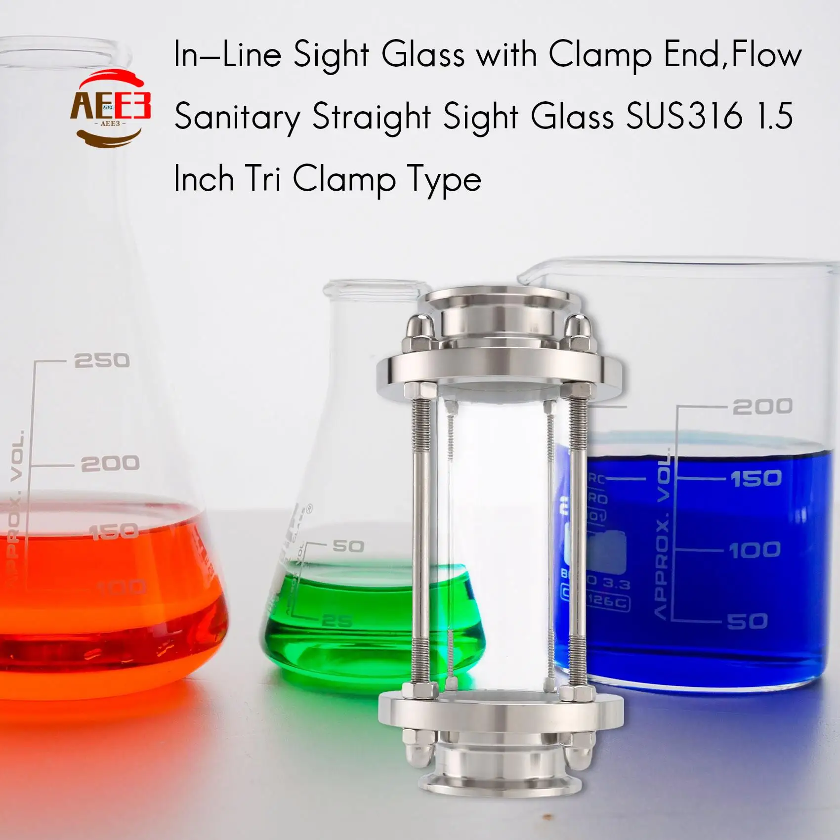 AEE3-In-Line Sight Glass With Clamp End,Flow Sanitary Straight Sight Glass SUS316 Tri Clamp Type