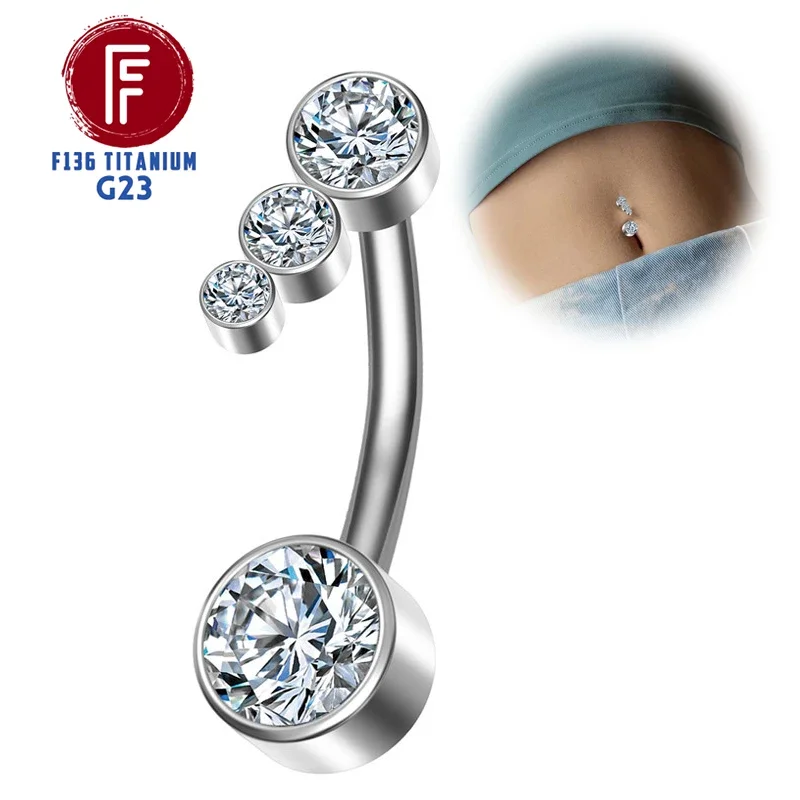 ASTM F136 Titanium Belly Button Piercing Sexy Zircon Diaphragm Helix Labret Industrial Navel Ring Nombril Women Body Jewelry