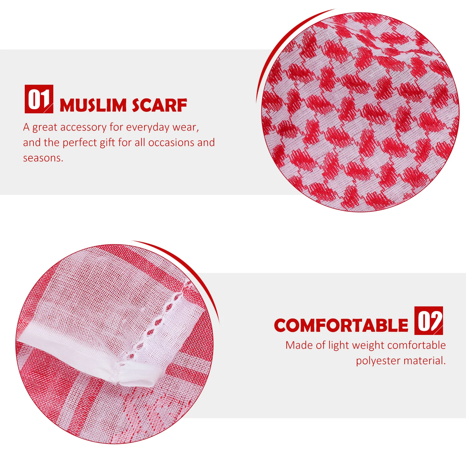 

Men's Headscarf Shawl Turban Muslim Wraps Lightweight Comfortable Red Men's Headscarf Scarf for Men Muslim Scarf