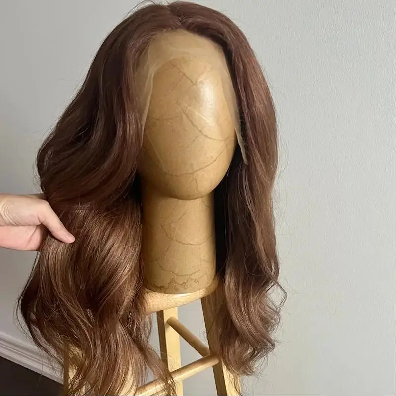 Soft Preplucked 26inch Long Brown Body Wave 5x5 Silk Base Glueless Jewish Human Hair Wig With Baby Hair HD Lace European Hair