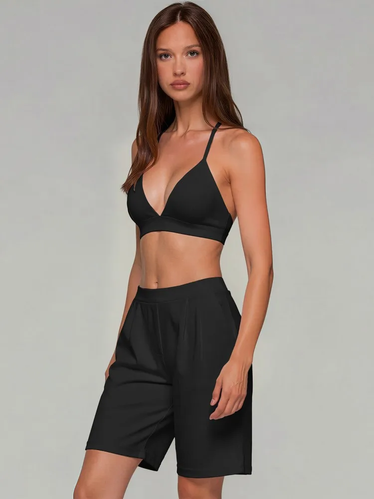 2 Piece Women Quick-Dry Sports Set V-Neck Sleeveless Top Shorts Running Fitness Workout Athletic Wear Tracksuit Sportswear view 4
