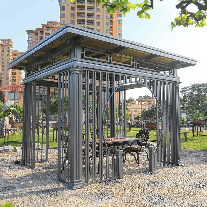 Custom-made outdoor waterproof and sun-proof sunshade for modern outdoor electric louver gazebo aluminum alloy garden pavilion