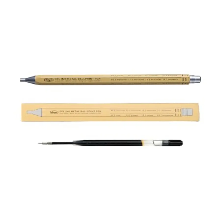 

Гелевая ручка Days с металлическим корпусом - 0,5 мм, выдвижная, в ретро-стиле, легкая, сделано в Японии - идеально подходит для школы и офиса