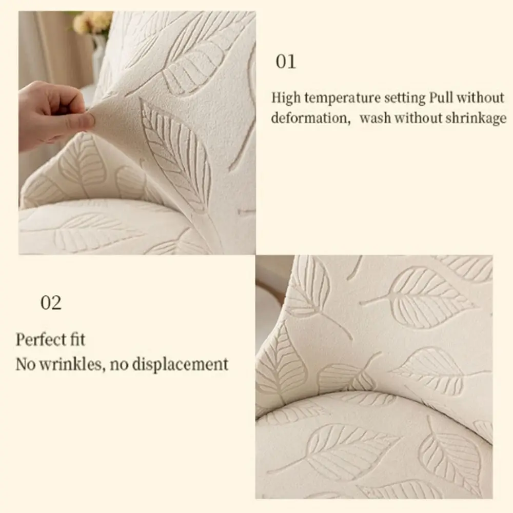 

Leaf Pattern Curved Chair Cover Soft Stretchable Dining Chair Cover Removable Dust-proof Chair Seat Slipcovers for Dining Room