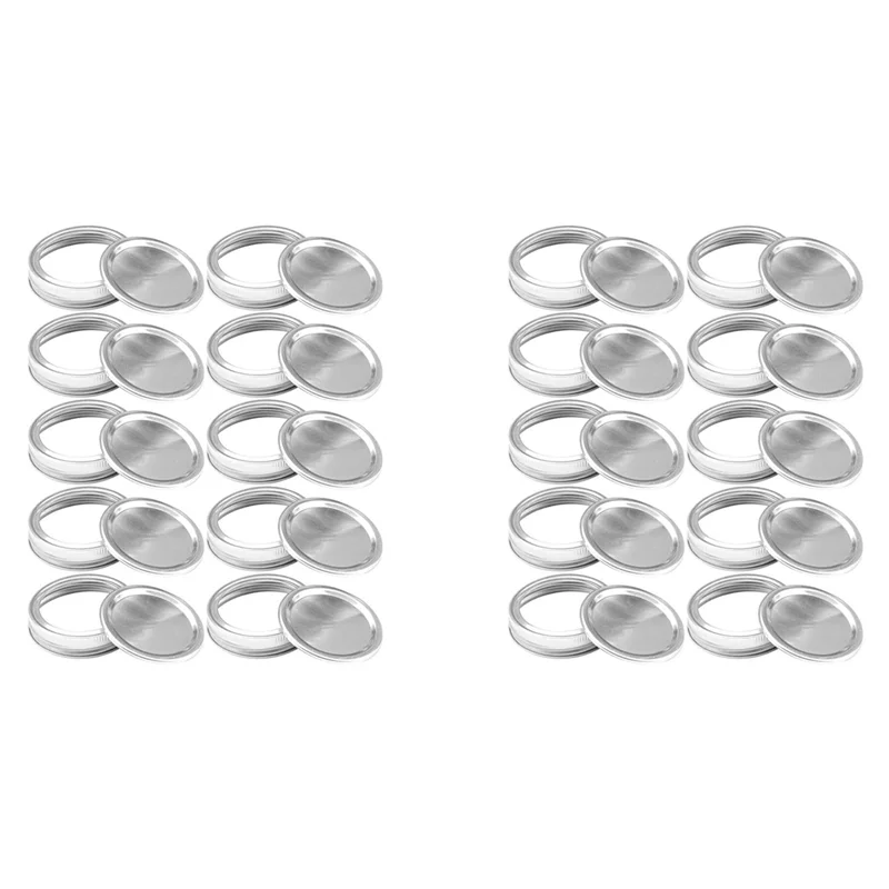 ABNP 20 pièces couvercles de conserve pour pot Mason à large bouche, couvercles de Type fendu anti-fuite et bouchons de pot sécurisés, argent 86Mm
