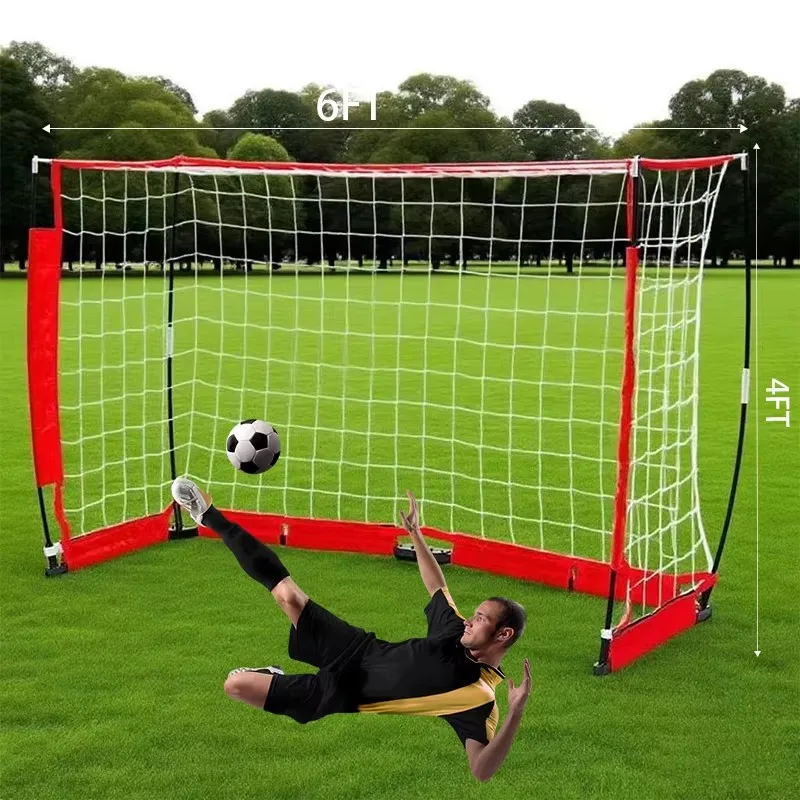 تجميع هدف كرة القدم الفولاذي البسيط، شبكة كرة القدم المحمولة الخارجية بطول 6 × 4 أقدام