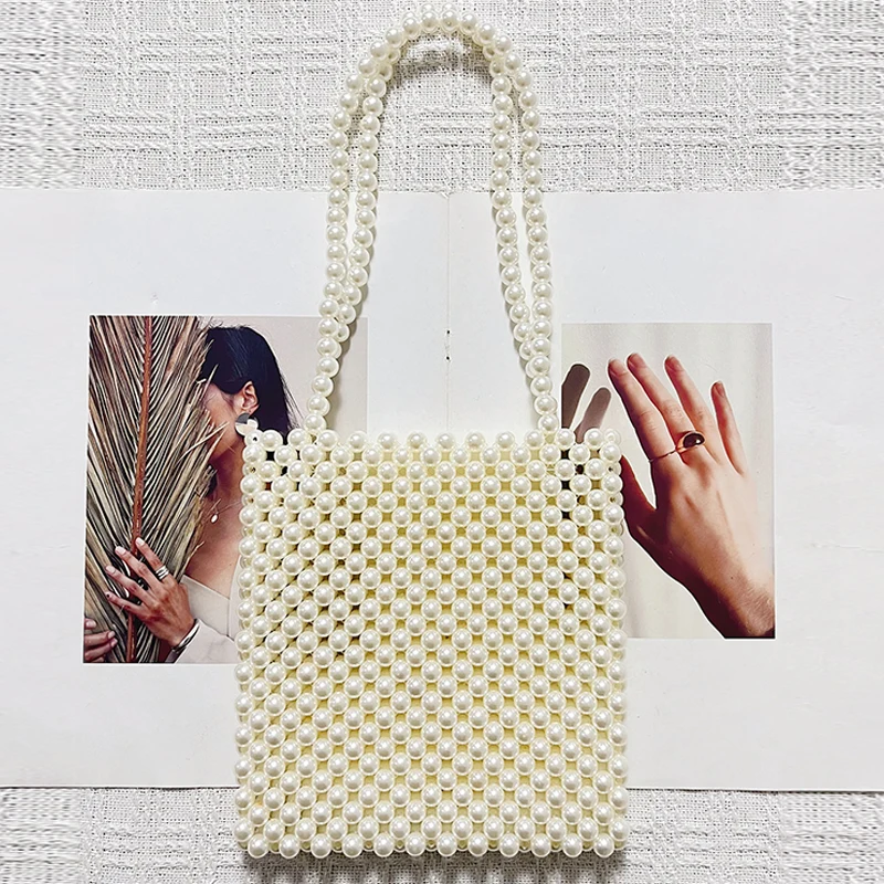 حقيبة لؤلؤ تقليد بسيطة أوروبية وأمريكية، حقيبة خرز أكريليك جديدة، حقيبة مربعة صغيرة متعددة الاستخدامات للجسم اليومي، إضافية
