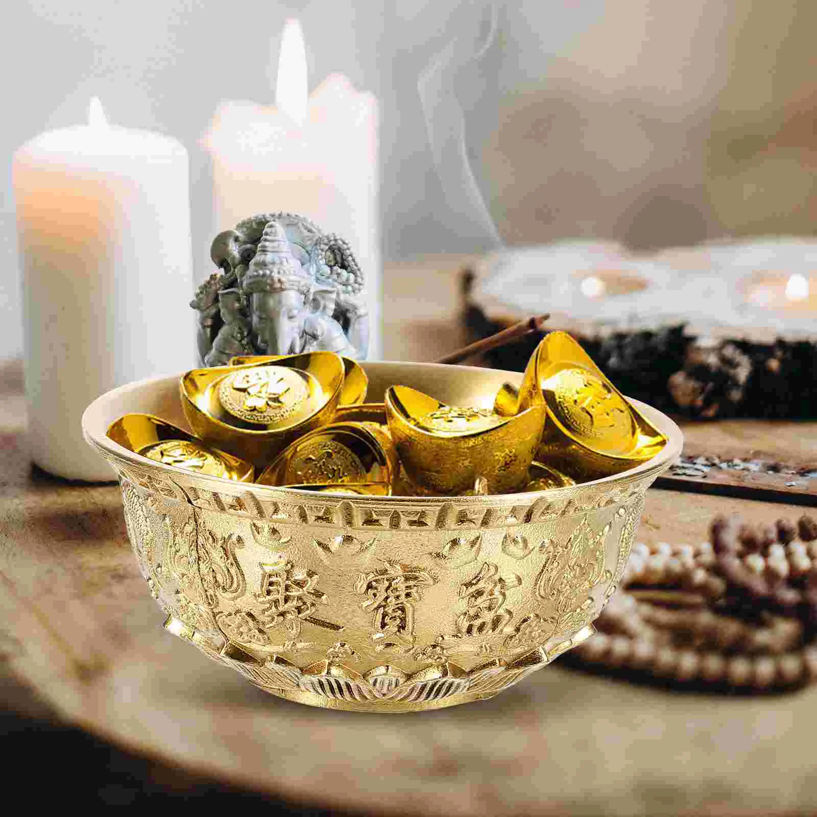 Treasure Bowl Kit The Gift Money Prop Feng Shui Golden Ingot Table Decor Treasures Ornament Office