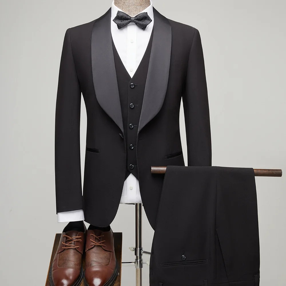 

New Boutique Men's 3-piece Suits British Men's Wedding Groom Suit Evening Dress for Performance Business Casual Jacket Trousers
