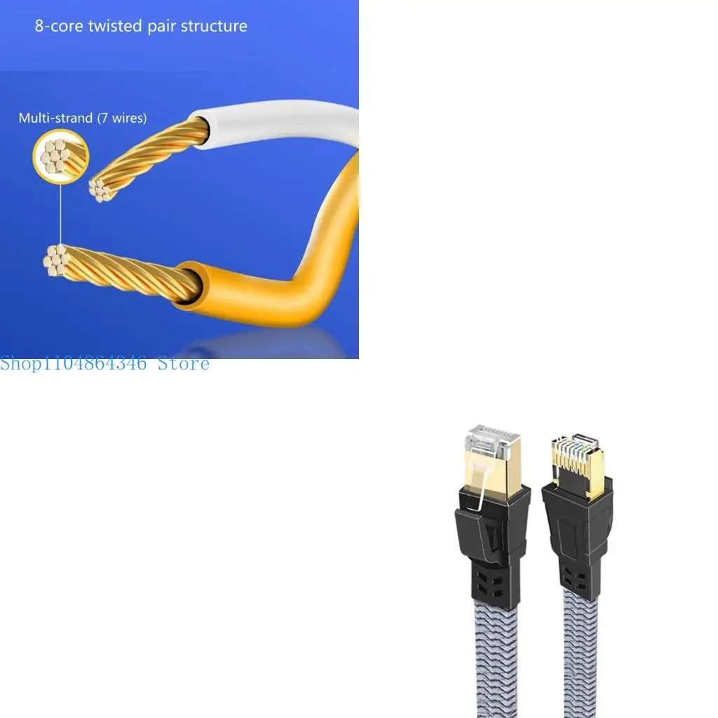 

5asd Flexible Shielded Cat8 Ethernet Cable 40Gbps 2000MHz Flat Braided RJ45 Cord
