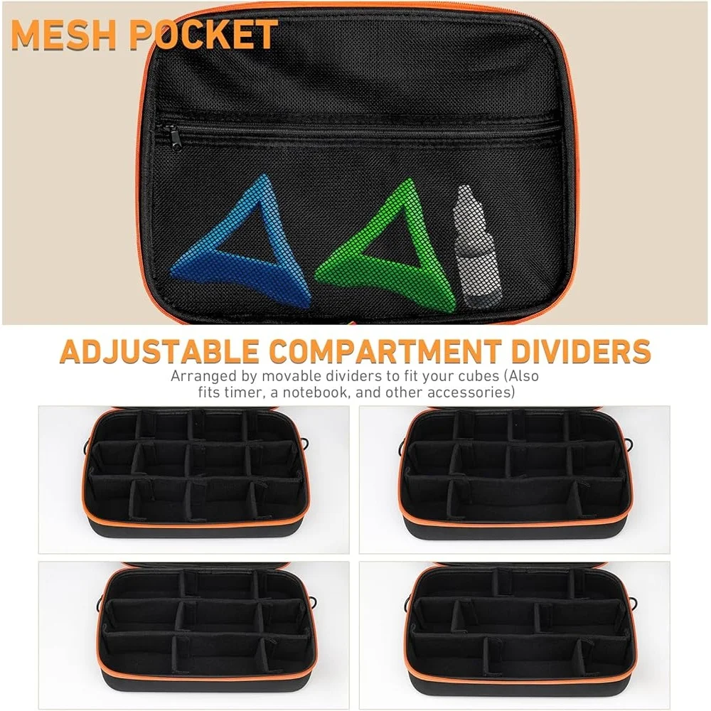 EVA Hard Case Speed Cube Storage Adjustable Compartments Portable Water Resistant Fidget Toy Travel Accessories Brain Teaser