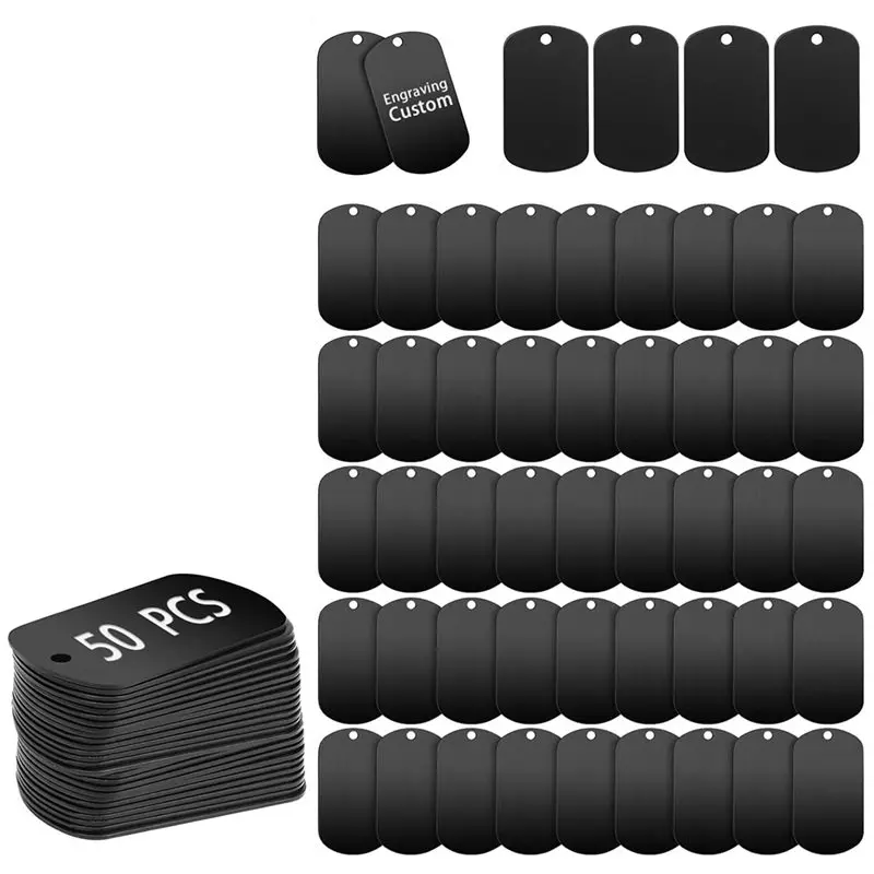 

Premium-Black Anodized Aluminum Dog Tags- Metal Stamping Blanks(50 Pieces), Engravable For DIY Jewelry& Pet ID Tag Making
