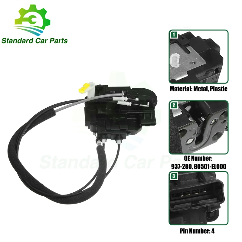 

937-280 For Nissan Tiida 2005-2013 Versa 1.6L 1.8L L4 2007-2010 Front Rear Left Right Door Lock Actuator 937-281 937-282 937-283