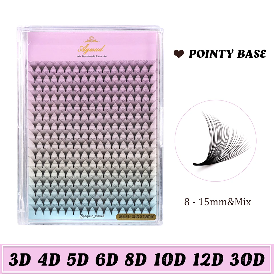 

AGUUD 16 Rows Premade Volume Fans Pointy Based Eyelash Extension 5D 8D 10D 12D 30D 40D 320 Fans Russian Volume Faux Mink Lashes